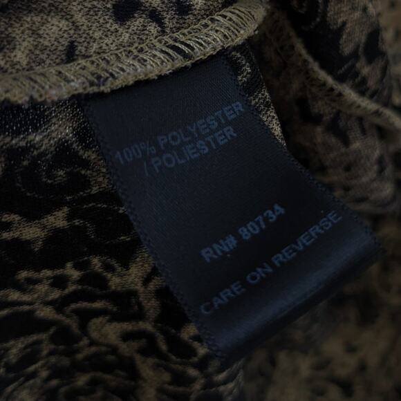 Parallel Tan & Black Retro Pattern Long Sleeve Wrap Dress Size M - Picture 6 of 7